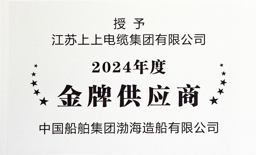 上上电缆荣获渤海造船2024年度“金牌供应商”